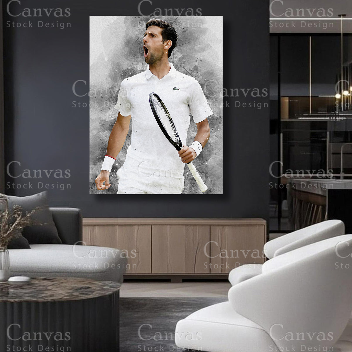 Novak Djokovic Canvas Art for Refined Interiors