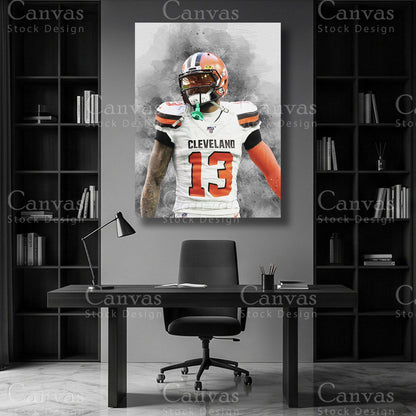 Odell Beckham Jr wide receiver wall art on premium canvas