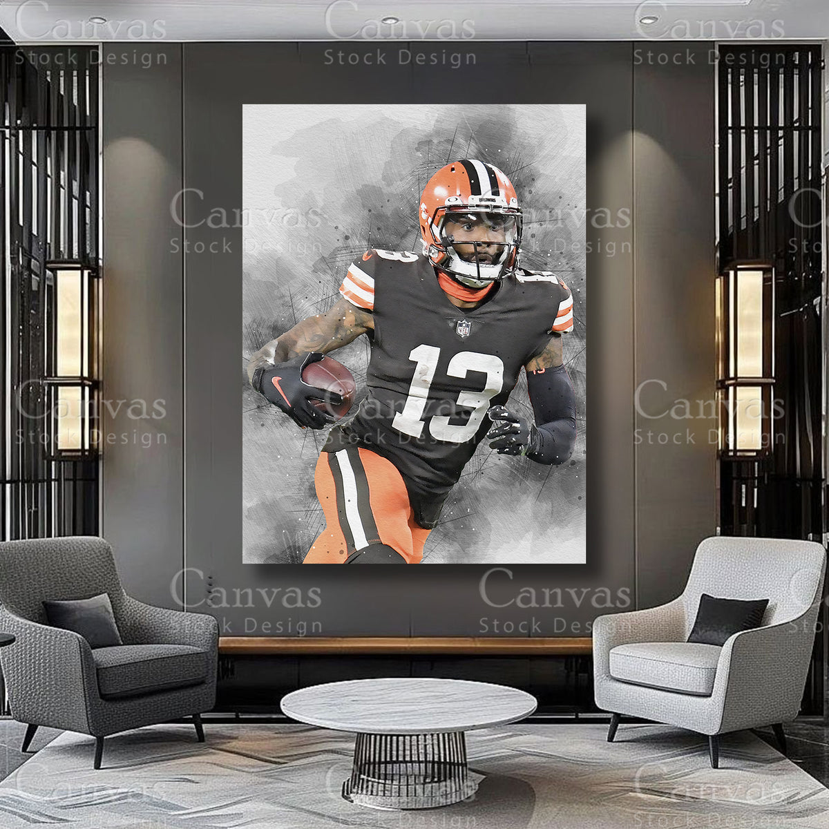 Odell Beckham Jr athlete artwork on premium canvas