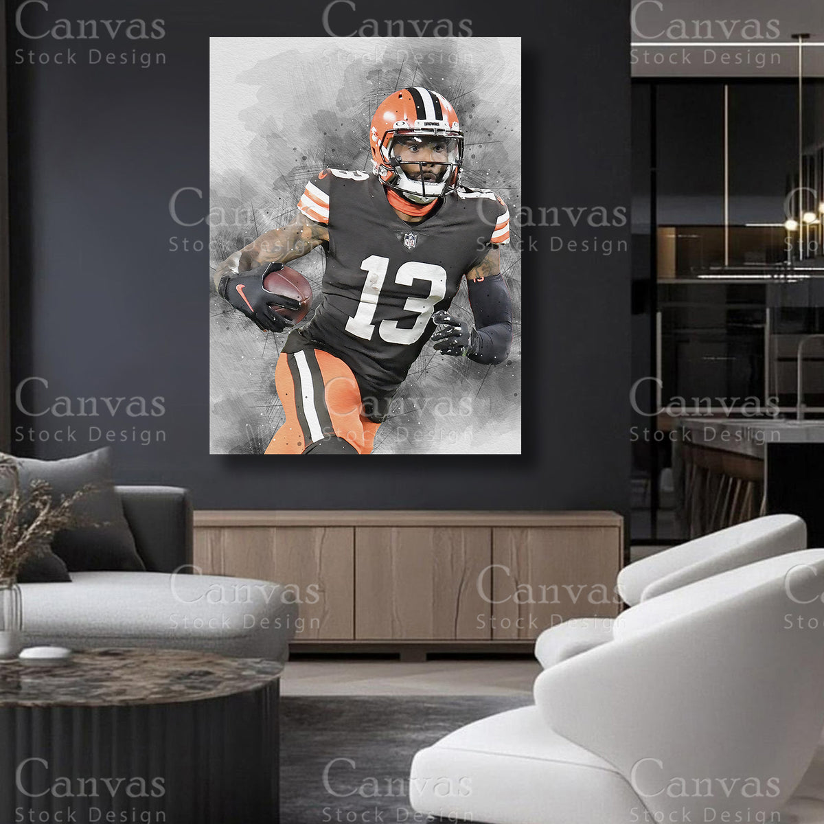 Odell Beckham Jr signature sports canvas art