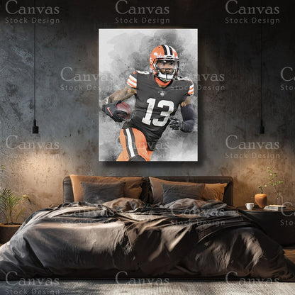 Odell Beckham Jr premium NFL canvas with black floating frame