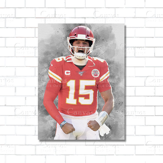 Patrick Mahomes Canvas Wall Art – Kansas City Chiefs NFL Superstar Print