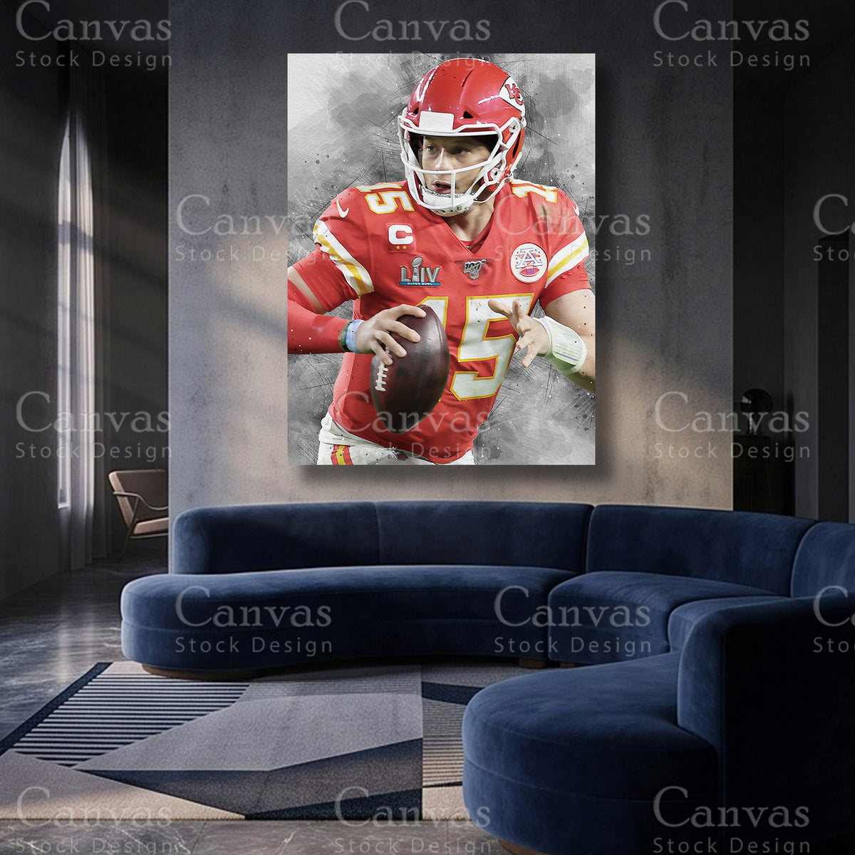 Patrick Mahomes premium football canvas artwork