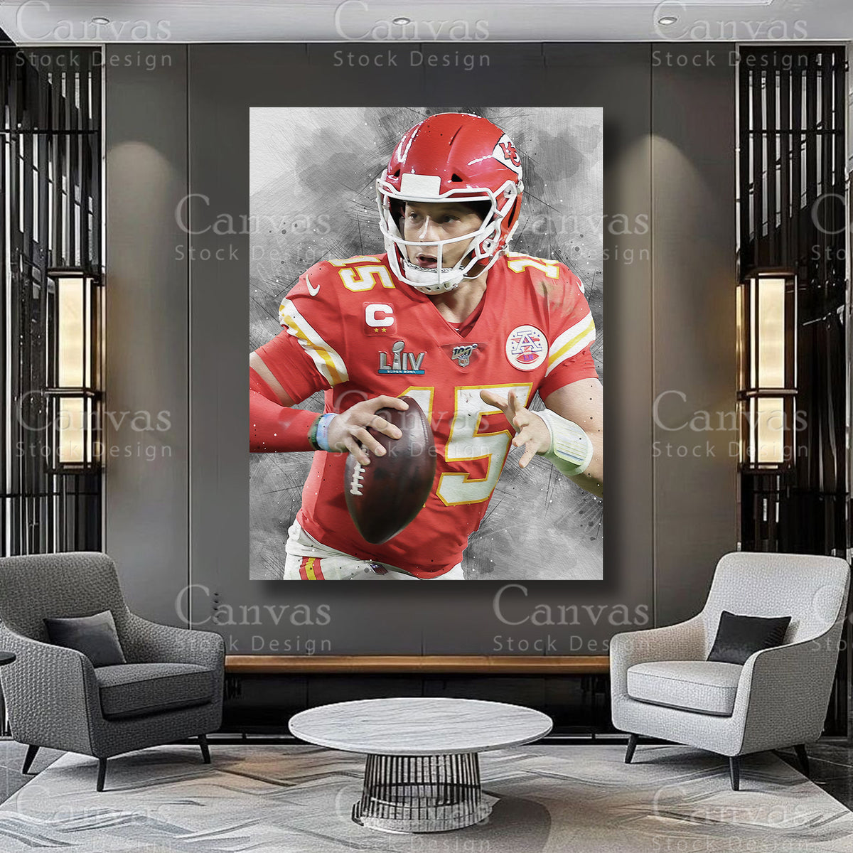 Patrick Mahomes athlete artwork on premium canvas