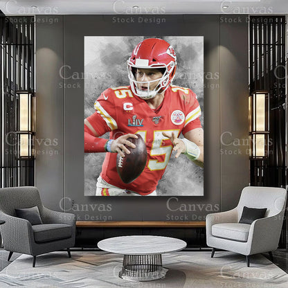 Patrick Mahomes athlete artwork on premium canvas