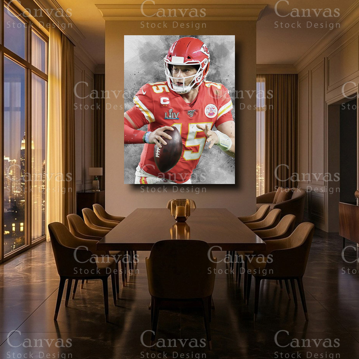 Patrick Mahomes luxury NFL canvas wall artwork