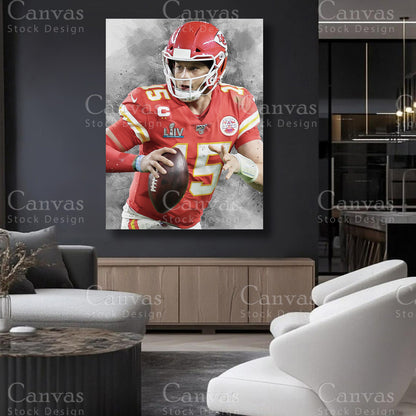 Patrick Mahomes championship football canvas art