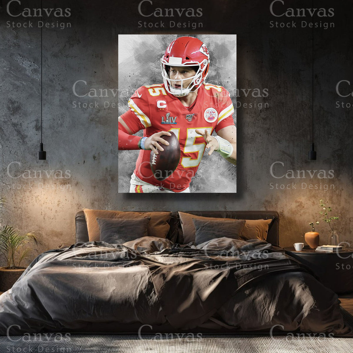 Patrick Mahomes premium NFL canvas with black floating frame