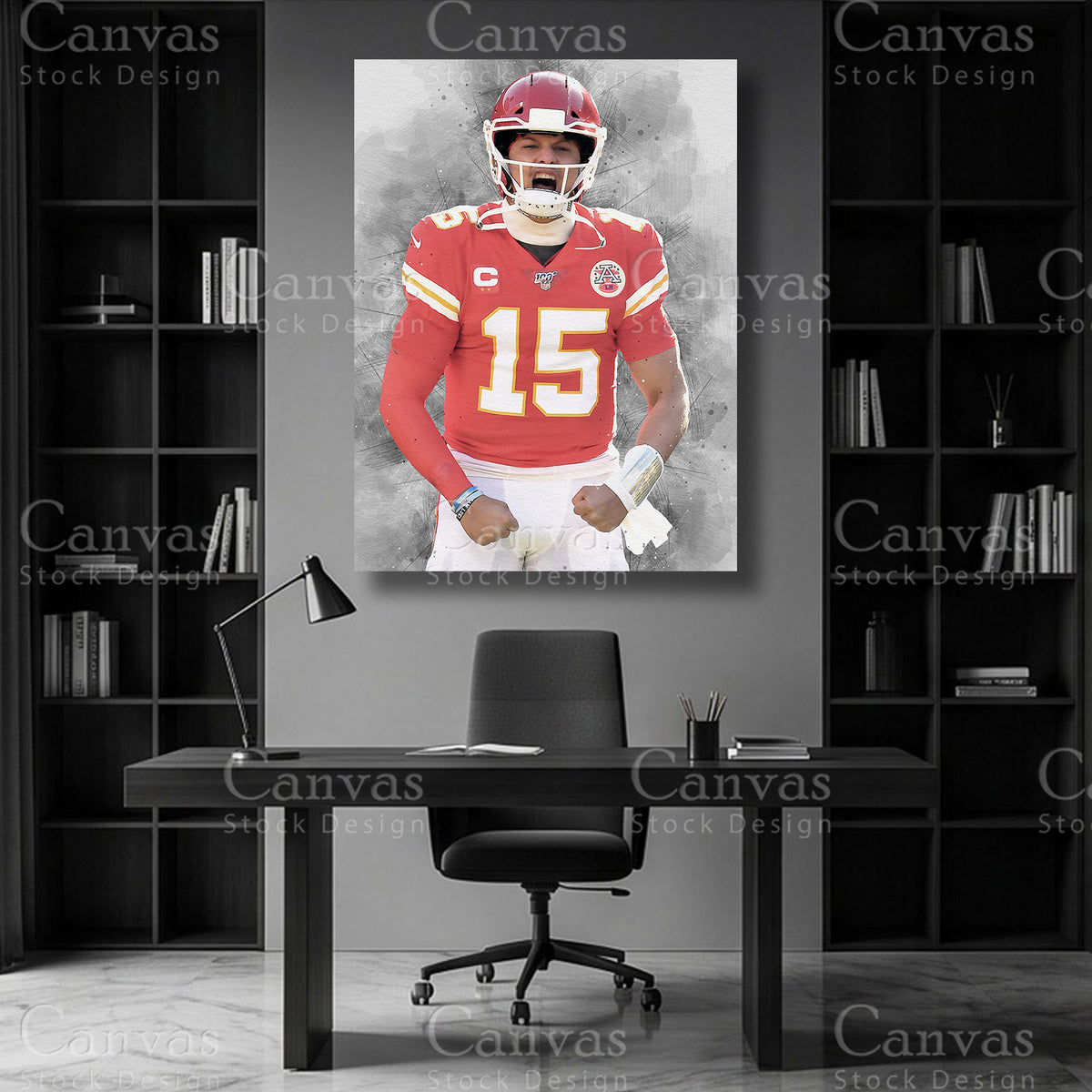 Patrick Mahomes quarterback football wall art