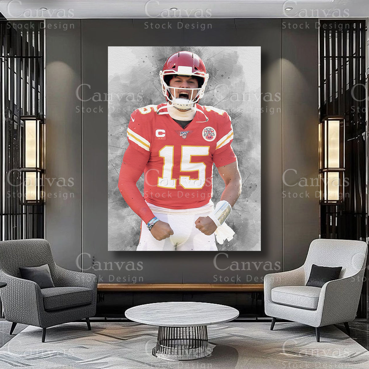 Patrick Mahomes athlete canvas artwork on premium canvas