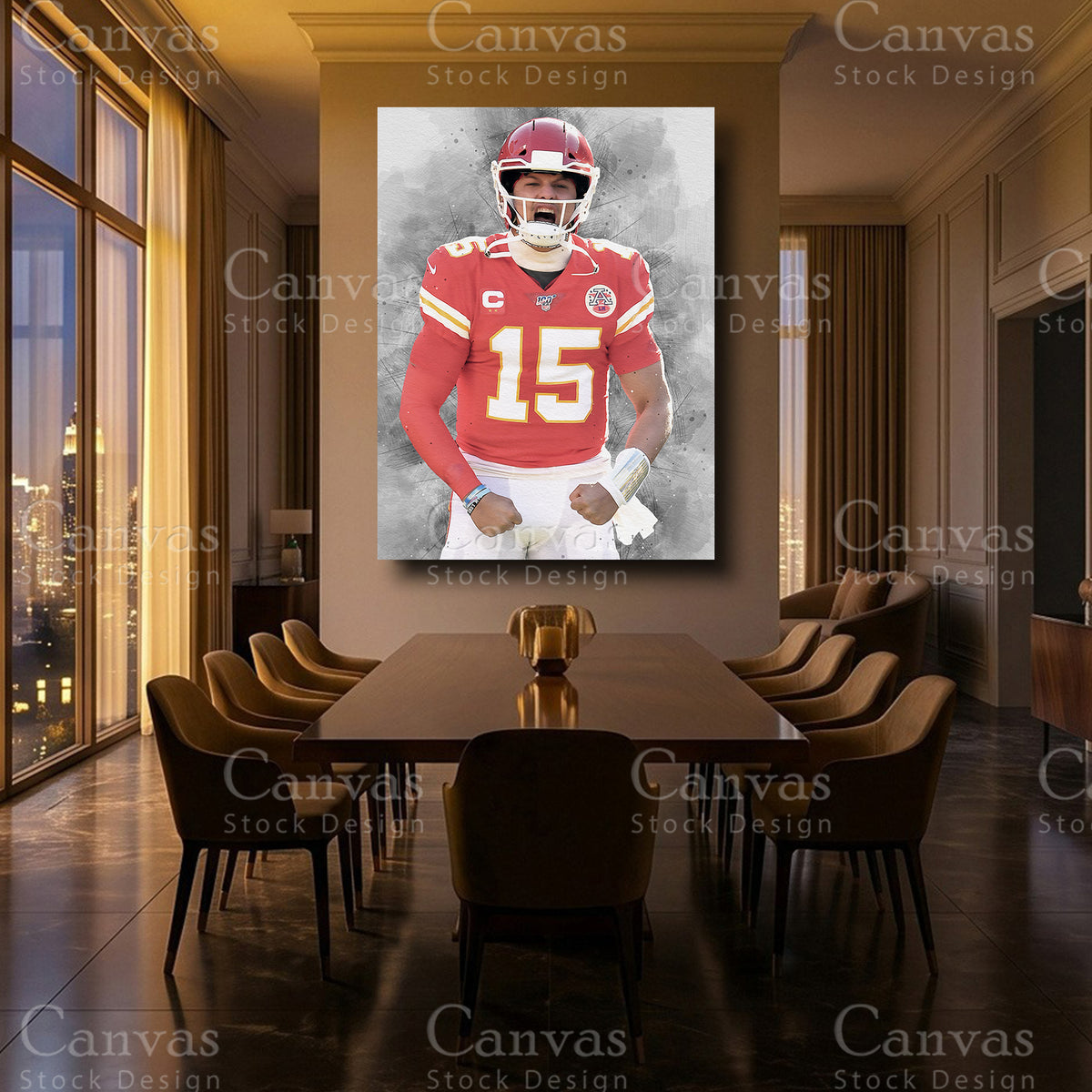 Patrick Mahomes luxury NFL canvas wall artwork