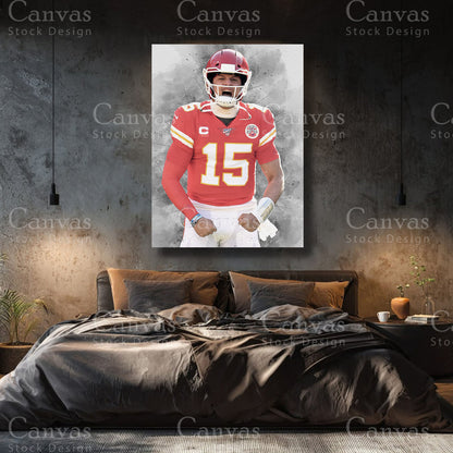 Patrick Mahomes premium NFL canvas with black floating frame