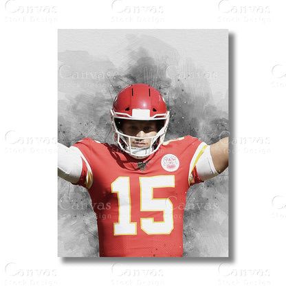 Patrick Mahomes Signature Quarterback Canvas Wall Art