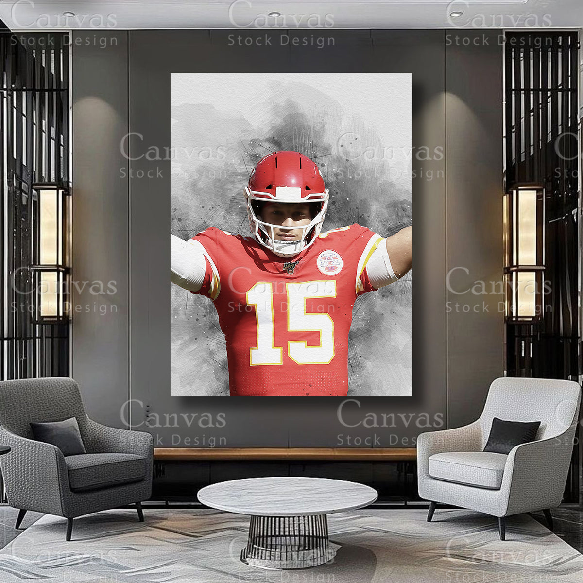 Patrick Mahomes athlete canvas artwork on premium canvas
