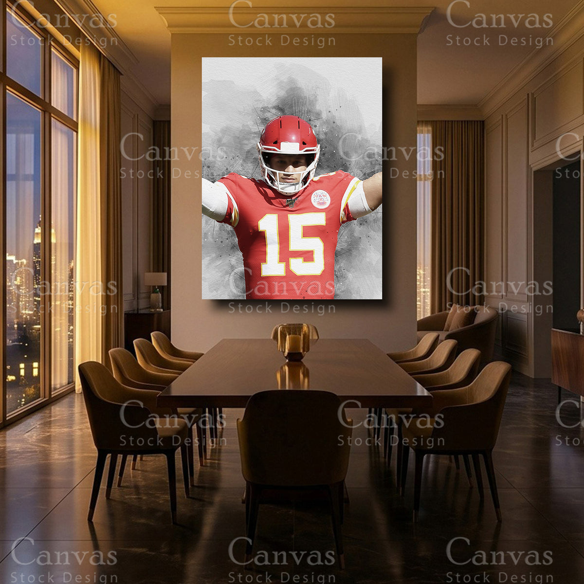 Patrick Mahomes luxury NFL canvas wall art
