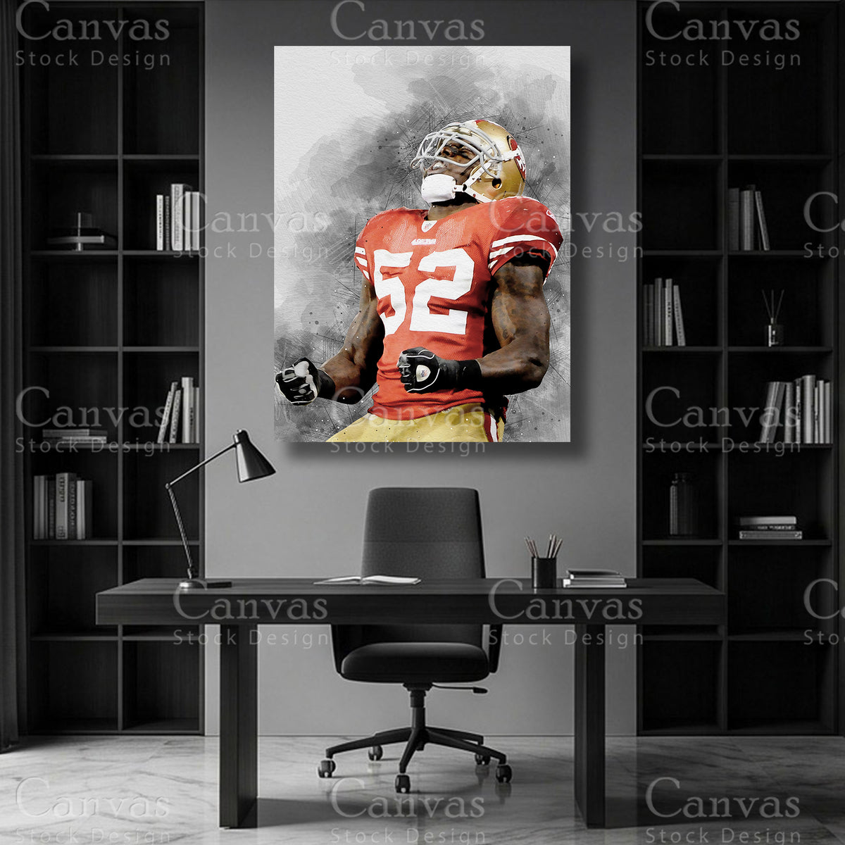 Patrick Willis linebacker wall art on premium canvas