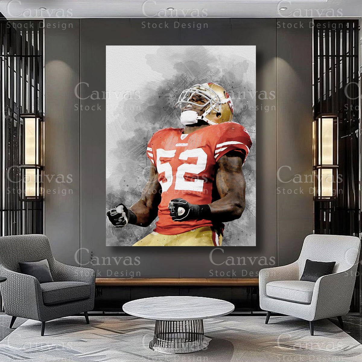 Patrick Willis defensive football athlete canvas artwork