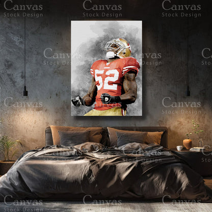 Patrick Willis premium football canvas with black floating frame