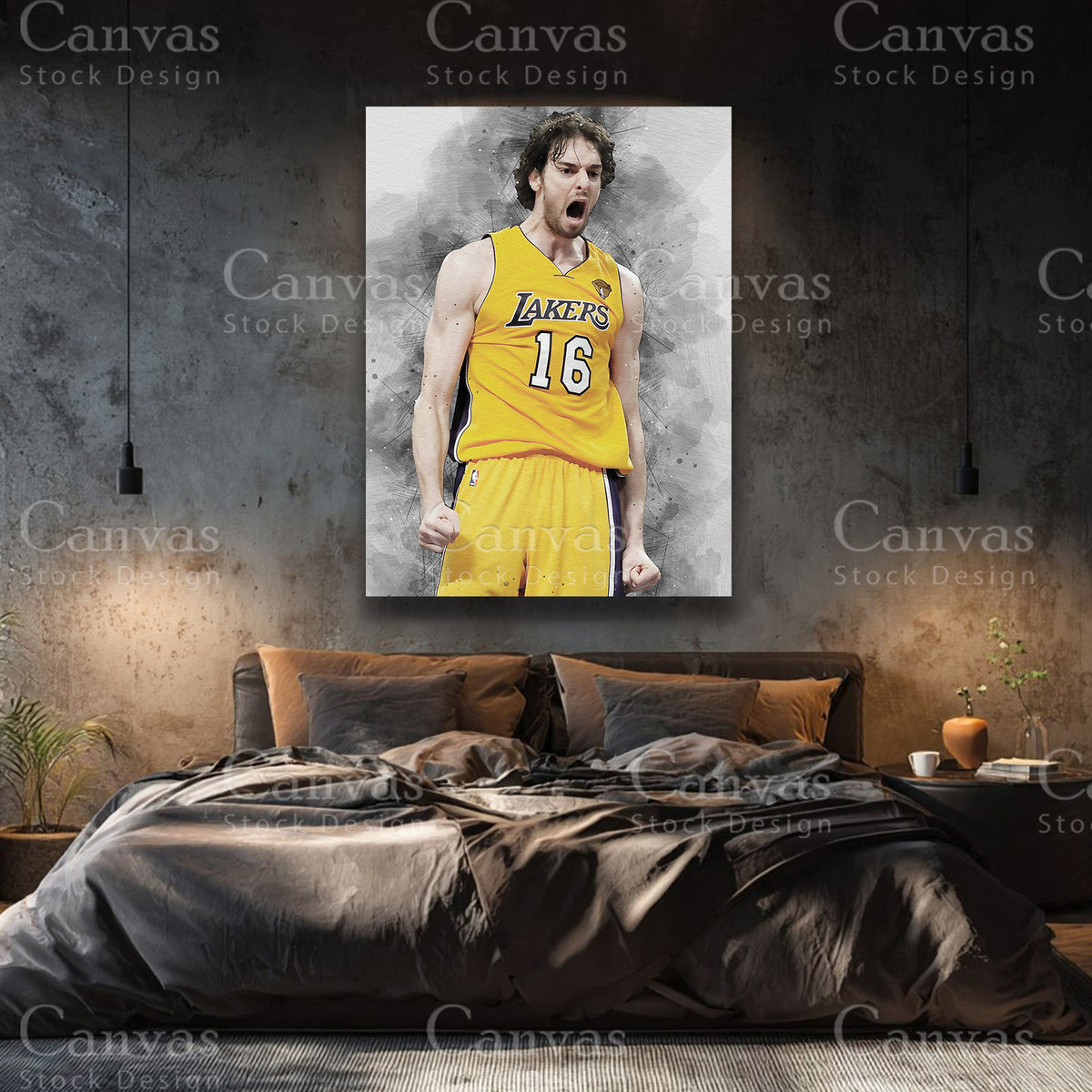 Pau Gasol NBA sports wall art for contemporary interiors