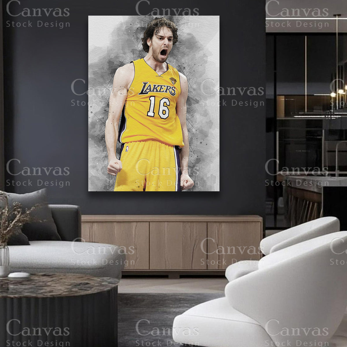 Pau Gasol premium matte cotton canvas artwork