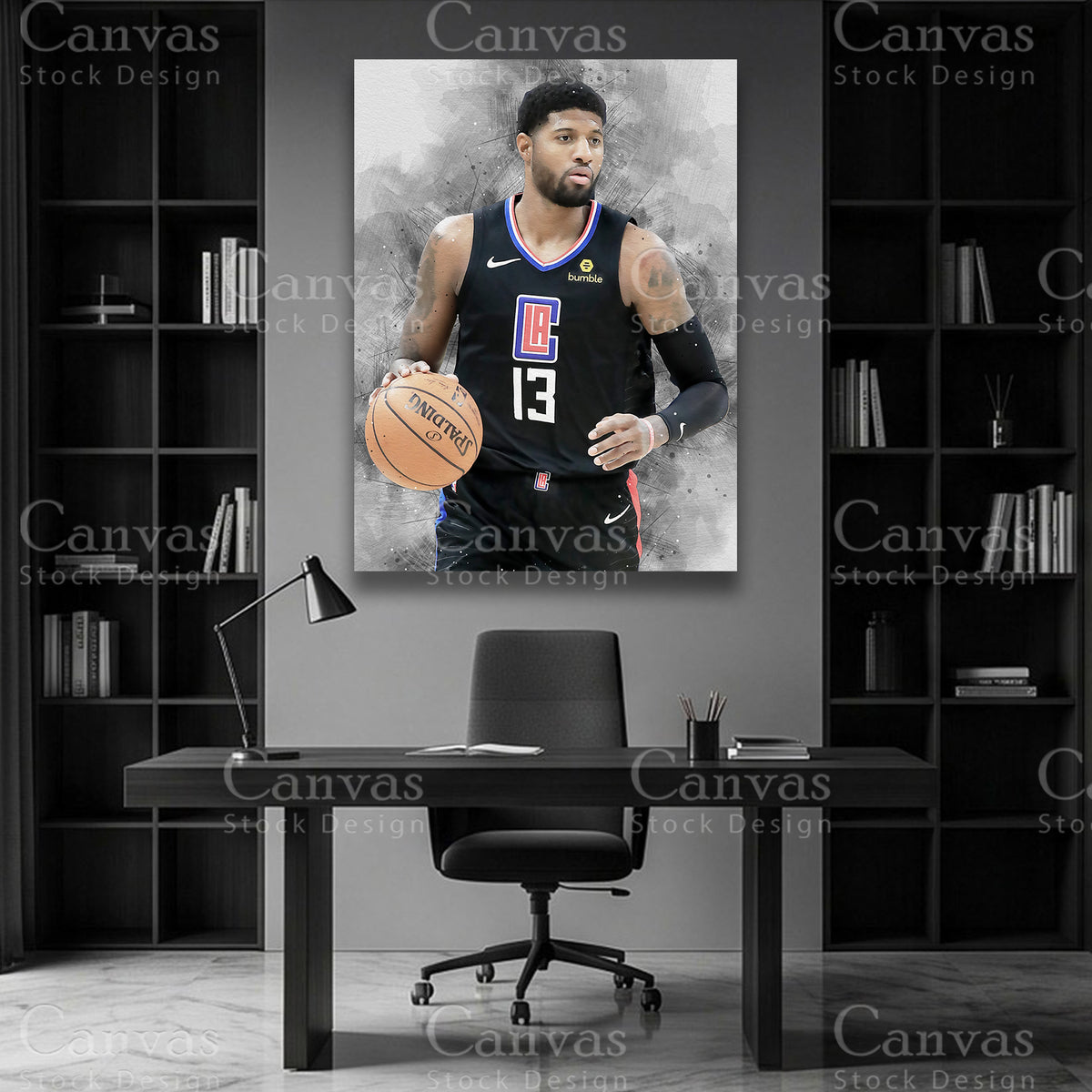 Paul George luxury basketball wall art