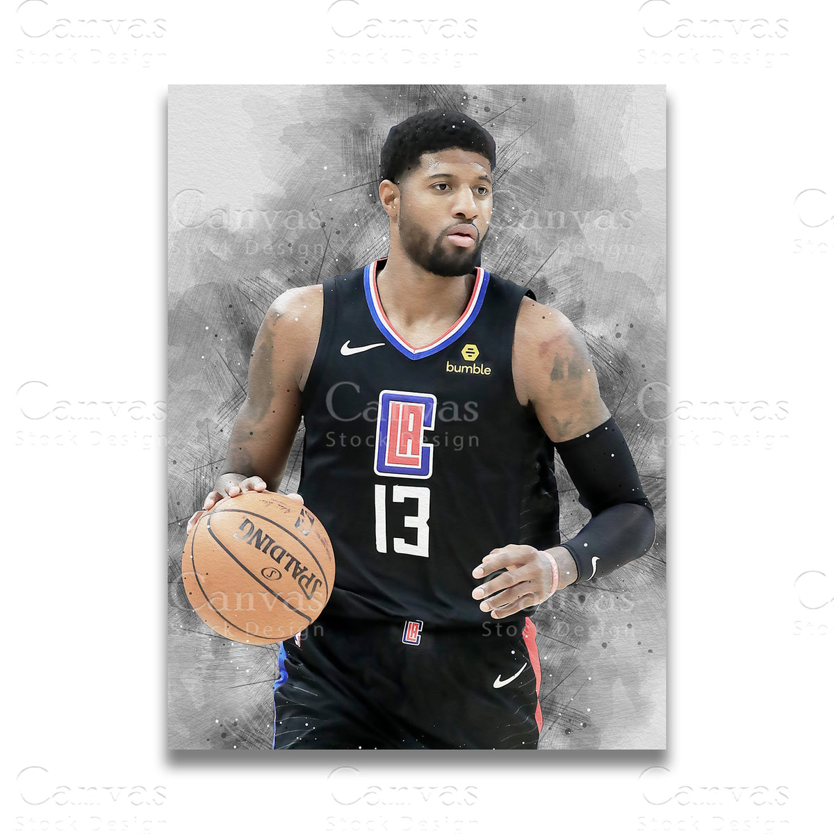 Paul George modern basketball canvas wall art