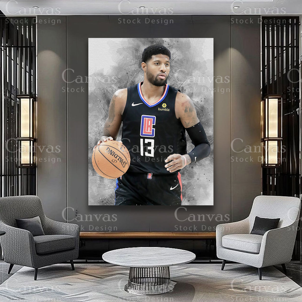 Paul George premium sports canvas artwork