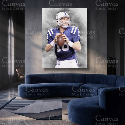 Peyton Manning premium football canvas artwork