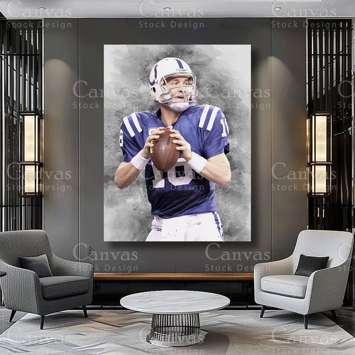 Peyton Manning athlete canvas artwork for refined interiors