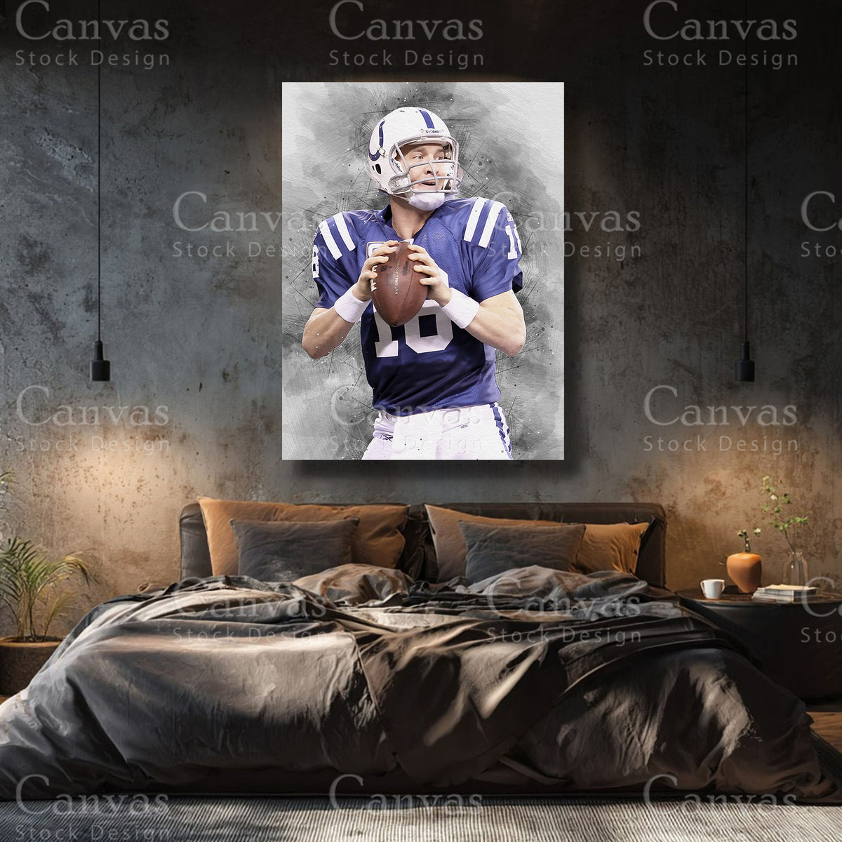 Peyton Manning premium NFL canvas with black floating frame