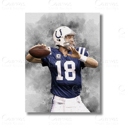 Peyton Manning Elite Quarterback Canvas Wall Art