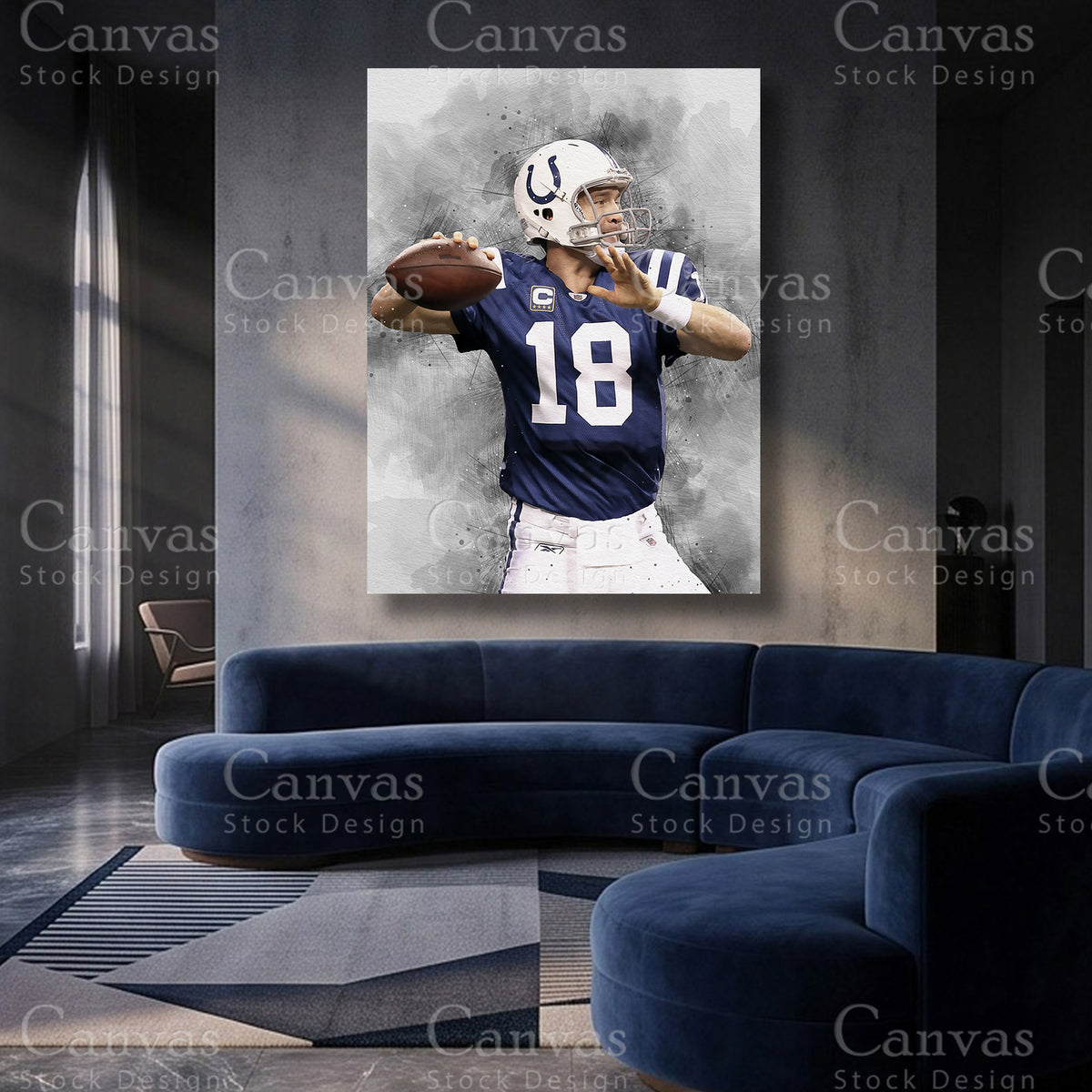Peyton Manning premium NFL canvas artwork