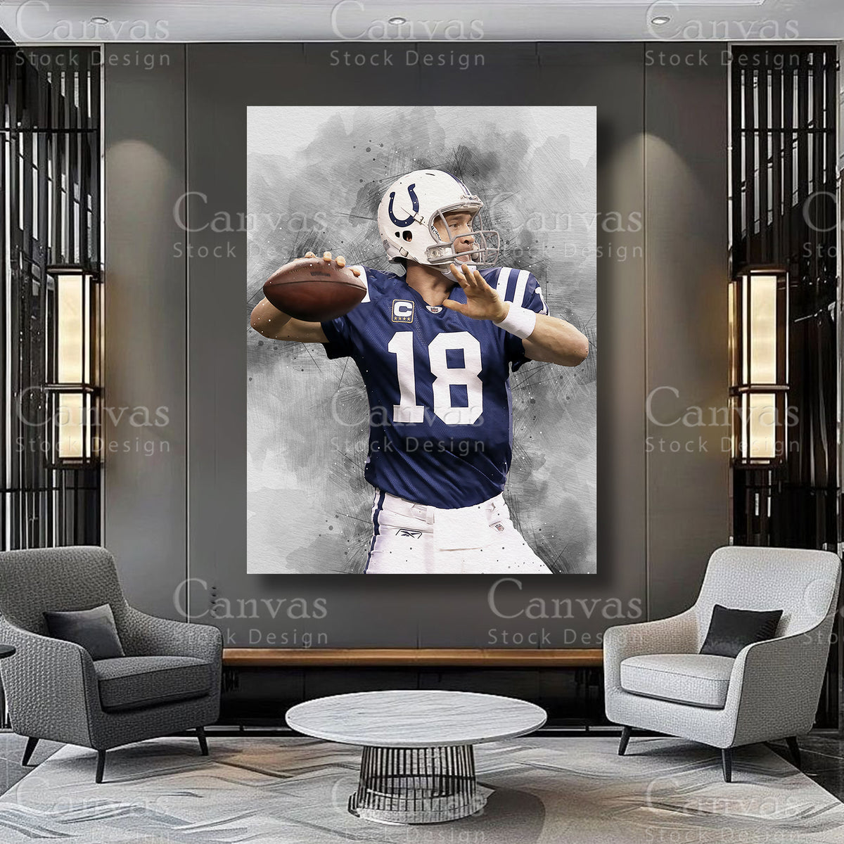 Peyton Manning athlete artwork on premium canvas