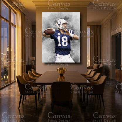 Peyton Manning luxury football canvas artwork