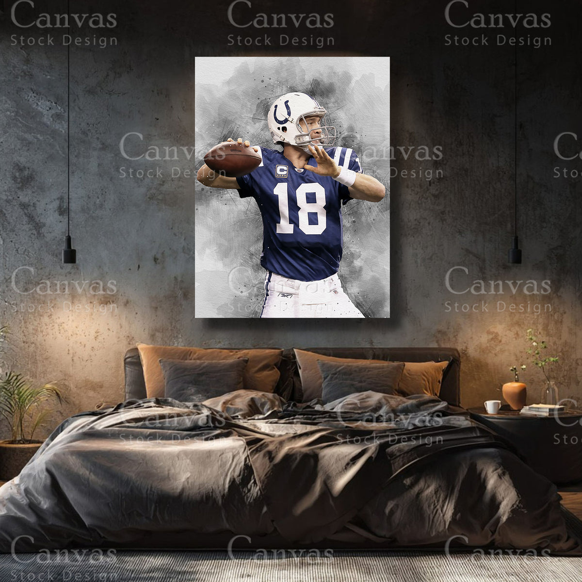 Peyton Manning premium canvas with black floating frame