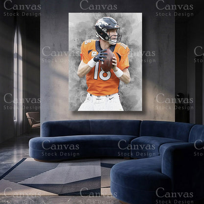 Peyton Manning football canvas artwork
