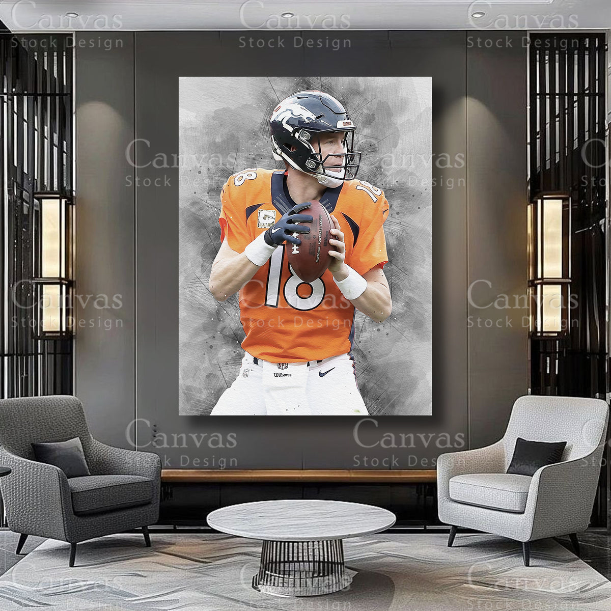 Peyton Manning NFL athlete artwork on premium canvas