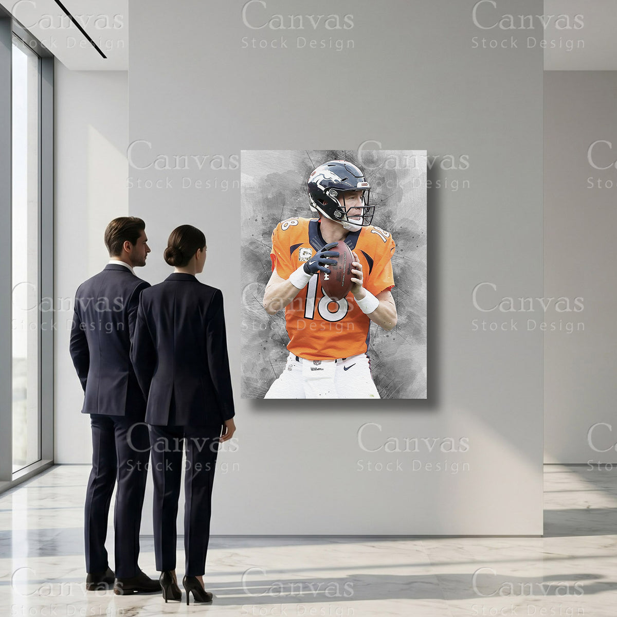 Peyton Manning professional football canvas art
