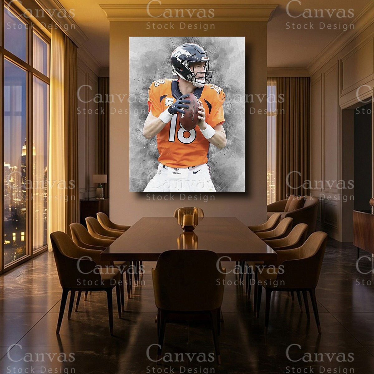 Peyton Manning luxury NFL wall artwork