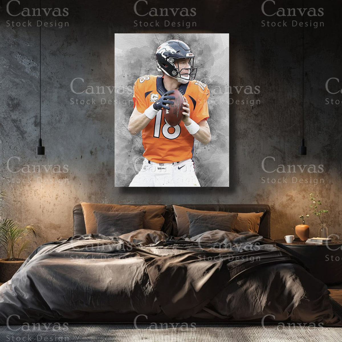 Peyton Manning premium NFL canvas with black floating frame
