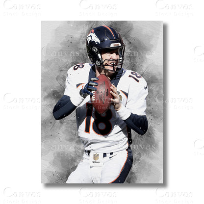 Peyton Manning Quarterback Legacy Canvas Wall Art