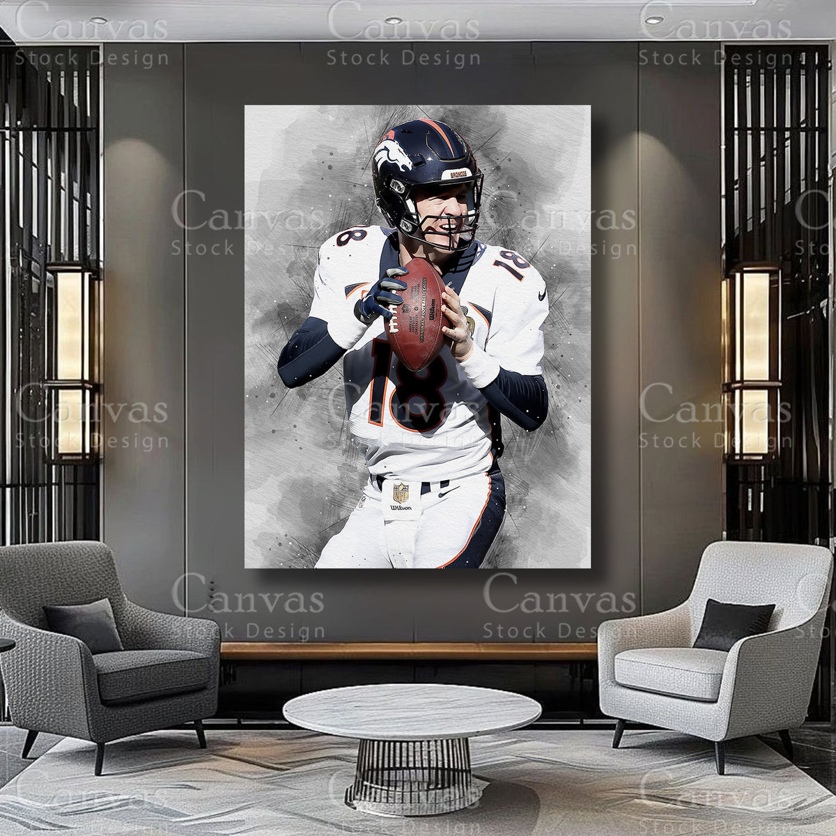 Peyton Manning football athlete canvas artwork