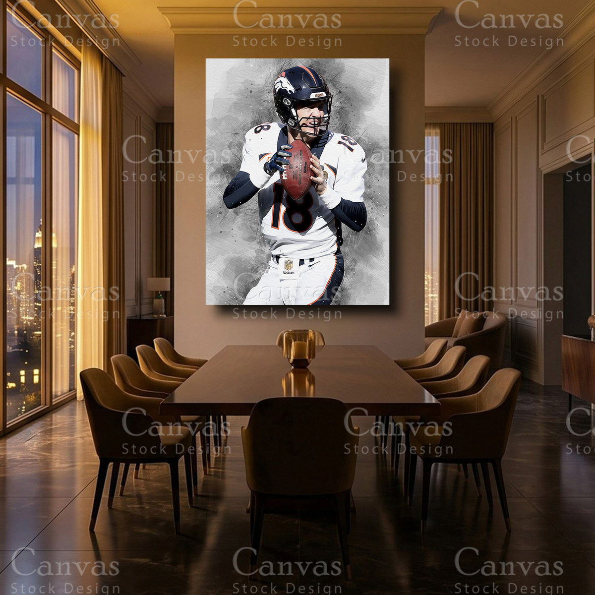 Peyton Manning luxury NFL canvas wall art