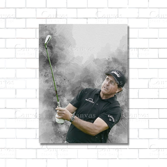 Phil Mickelson golf canvas wall art – PGA champion print for golf room decor