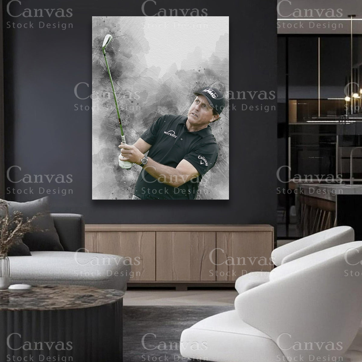 Phil Mickelson sports wall artwork