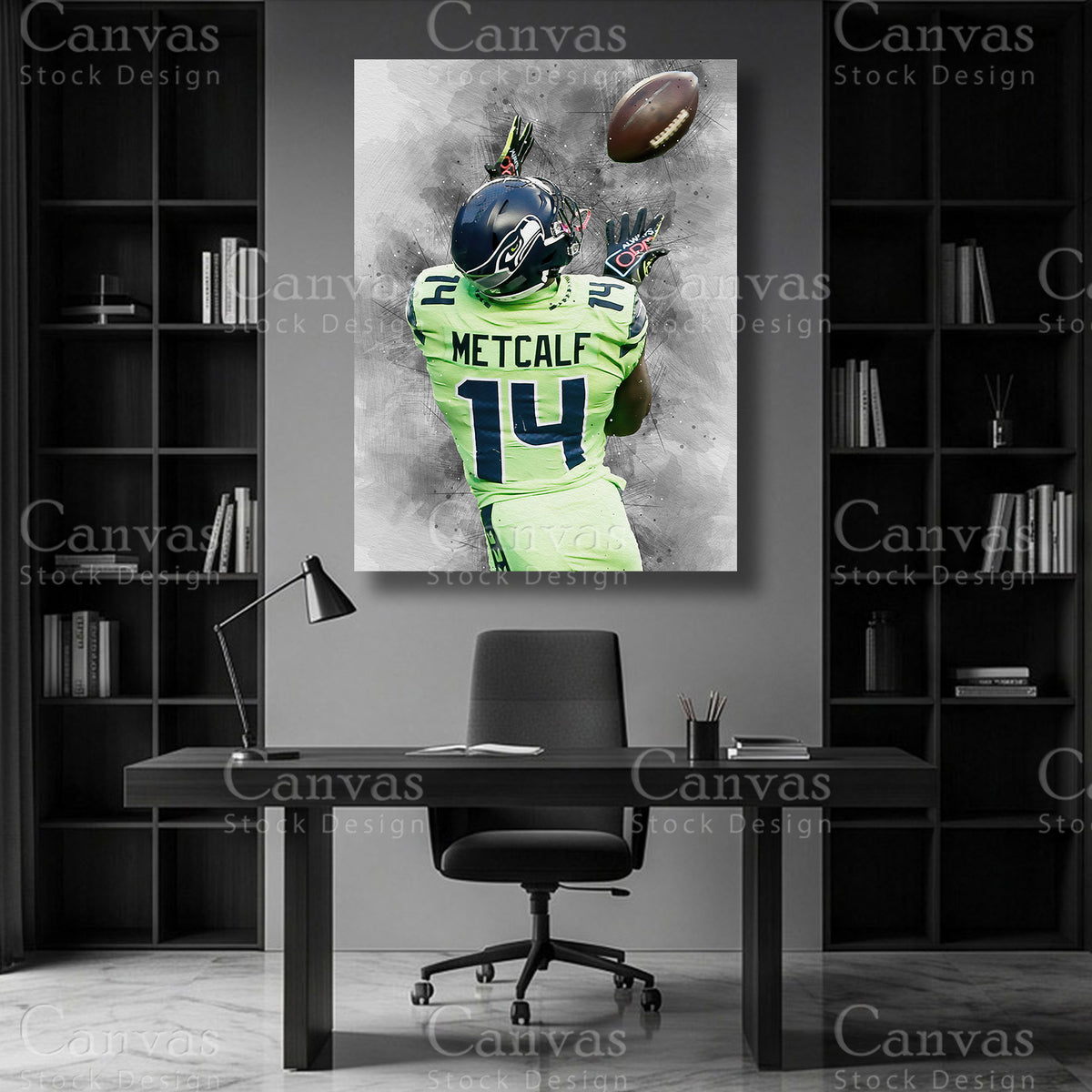 Premium DK Metcalf football artwork for sports room decor