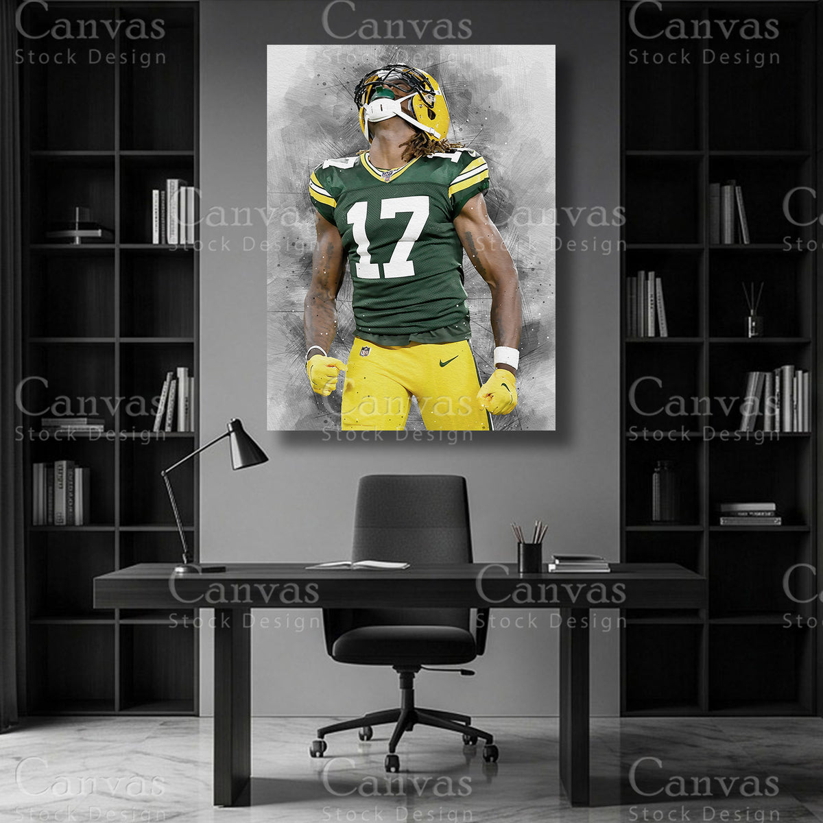 Premium Davante Adams football artwork for sports room decor
