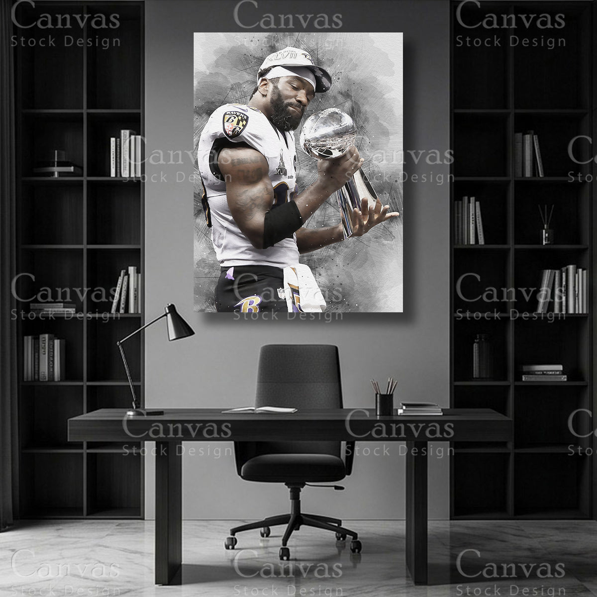 Premium Ed Reed wall decor for a football themed interior