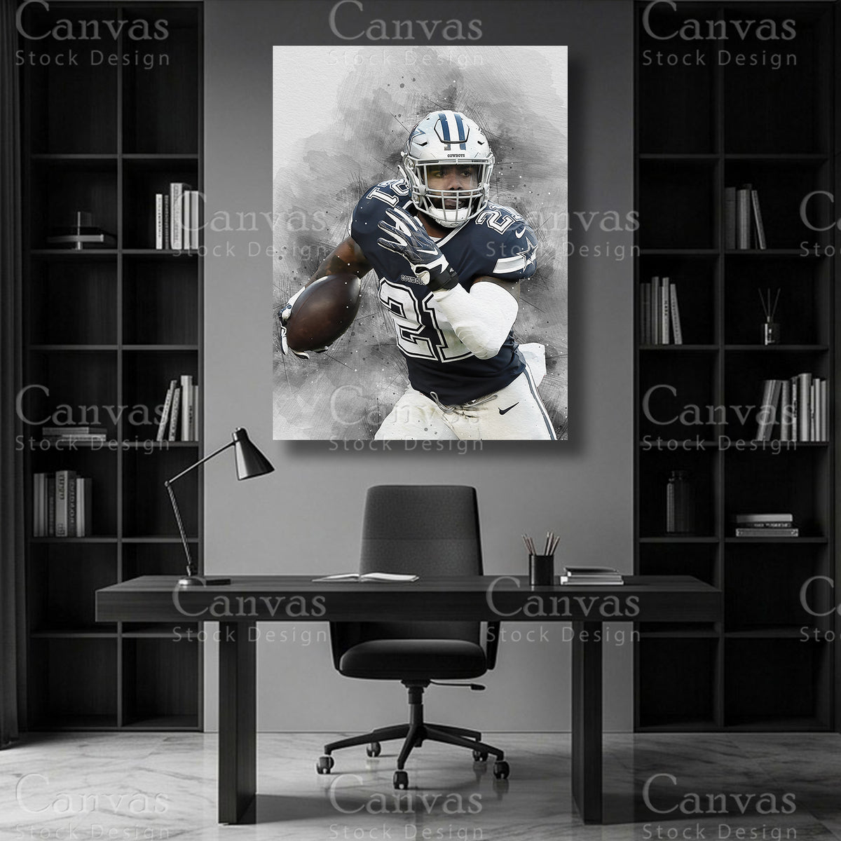 Premium Ezekiel Elliott wall decor for a football themed room