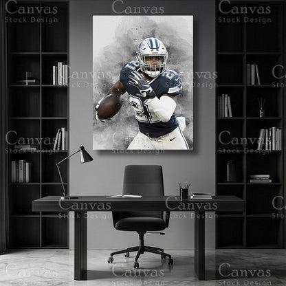 Premium Ezekiel Elliott wall decor for a football themed room